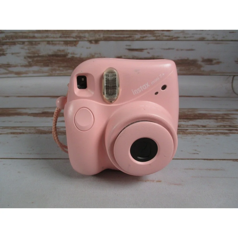 Fujifilm Instax Mini 7+ Instant Camera Light Pink MISSING BATTERY DOOR Used